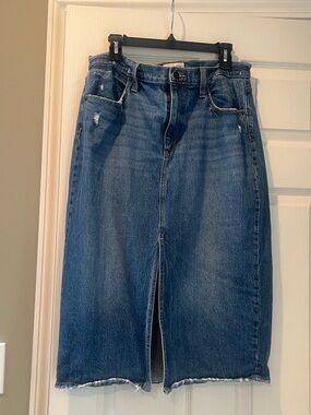 Universal Thread Blue Denim Midi Skirt with Front Slit